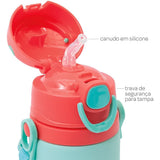 BOTELLA BUBBA KIDS C/PAJITA Y CORDON DE TRANSPORTE MONITO - 400ML