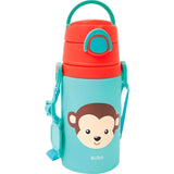 BOTELLA BUBBA KIDS C/PAJITA Y CORDON DE TRANSPORTE MONITO - 400ML