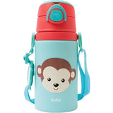 BOTELLA BUBBA KIDS C/PAJITA Y CORDON DE TRANSPORTE MONITO - 400ML