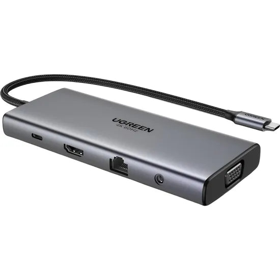 HUB USB-C 11-IN-1 UGREEN CM639 3USB-A+HDMI4K+VGA+ETHERNET+SD+TF+3.5MM+USB-C PD (45520) Product