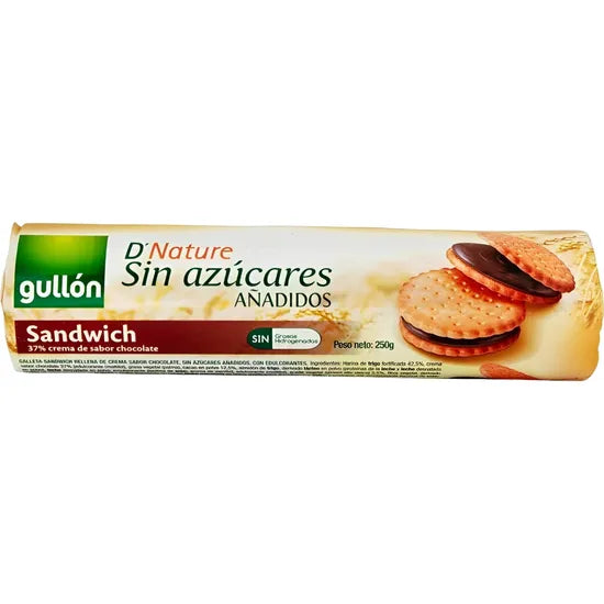 GALLETITA GULLON SANDWICH CHOCOLATE SIN AZUCARES 250GR Product