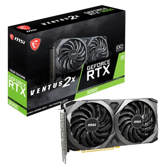 PLACA DE VIDEO MSI RTX3060 VENTUS 2X OC 12GB/GDDR6/192BITS/GDDR6/1807MHZ/2FAN.
