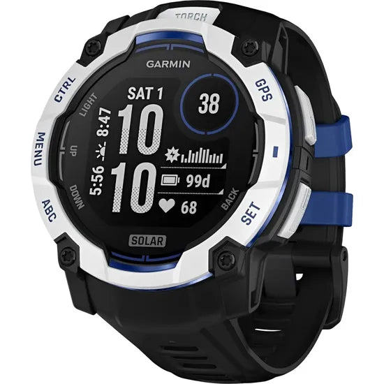 RELOJ GARMIN INSTINCT 3 SOLAR 50MM WHITESTONE - BLACK/BOLT BLUE BAND 010-02935-03