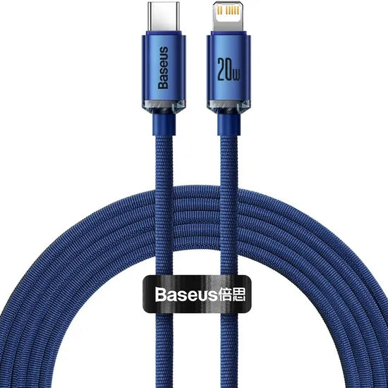 CABLE USB-C / LIGHTNING BASEUS CAJY000303 CRYSTAL SHINE 20W 2M BLUE 1 AÑO GTA Product