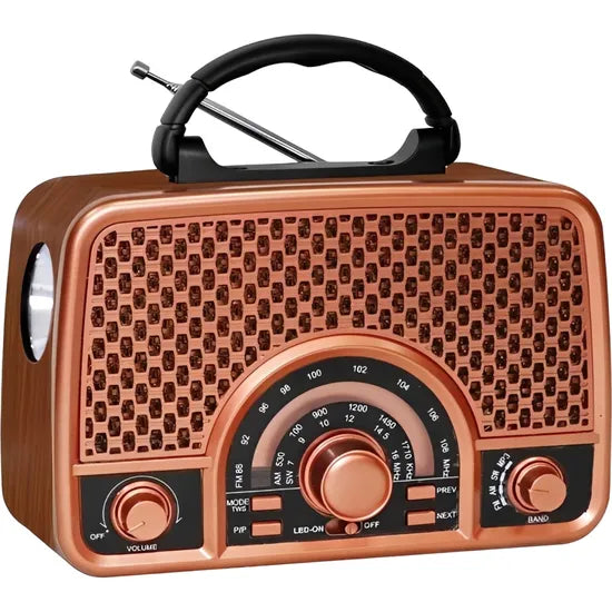 RADIO PORTATIL MEGA STAR RX2154BTG AM/FM/USB/BT/TFCARD/LINTERNA BROWN ROSE