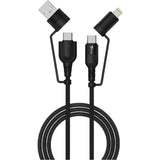 CABLE 4LIFE 4 EN 1 USB-A LIGHTNING/2USB-C FL4160CCALB 1M BLACK 132179