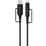 CABLE 4LIFE 4 EN 1 USB-A LIGHTNING/2USB-C FL4160CCALB 1M BLACK 132179