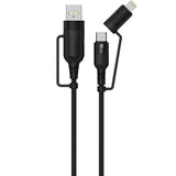 CABLE 4LIFE 4 EN 1 USB-A LIGHTNING/2USB-C FL4160CCALB 1M BLACK 132179