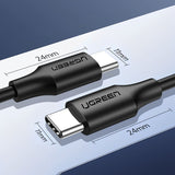 CABLE USB-C A USB-C UGREEN US286 60W 1M BLACK 136752