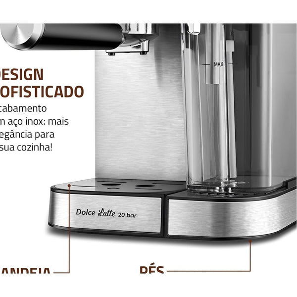 CAFETERA MONDIAL EXPRESSO DOLCE LATTE 20 BAR C-28-ECL TOUCH/220V/SILVER/BLACK