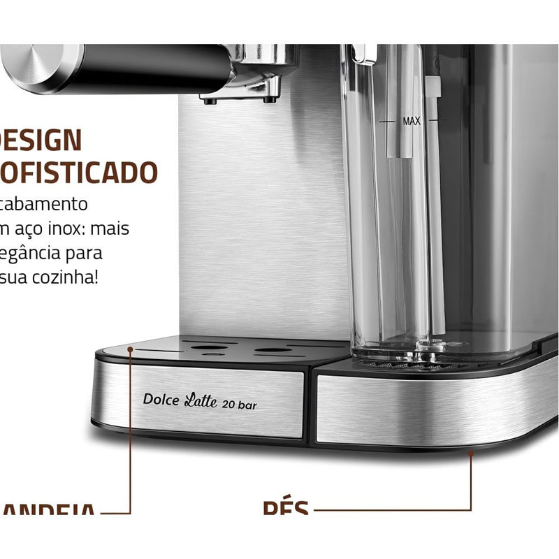 CAFETERA MONDIAL EXPRESSO DOLCE LATTE 20 BAR C-28-ECL TOUCH/220V/SILVER/BLACK