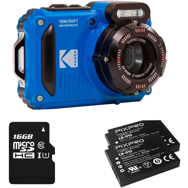 CAMARA KODAK PIXPRO WPZ2 BUNDLE (2 BAT + MEM 16GB) BLUE