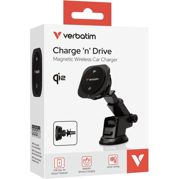 CARGADOR WIRELESS MAGNETICO P/AUTO VERBATIM QI2 ICE COOLING 15W/360°/BLACK 31861