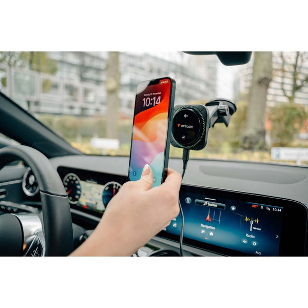 CARGADOR WIRELESS MAGNETICO P/AUTO VERBATIM QI2 ICE COOLING RGB/15W/360°/BLACK 31860