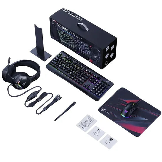 KIT 5IN1 TECLADO+MOUSE+MOUSEPAD+AURICULAR+SOPORTE ONIKUMA GAMING COMBO TZ5008 ING/BLACK Product