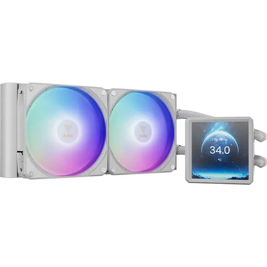 COOLER LIQUID GAMDIAS AURA GL240 LCD IPS 4"" ARGB 240MM PWM/2FAN/WHTIE 1GTA.BR