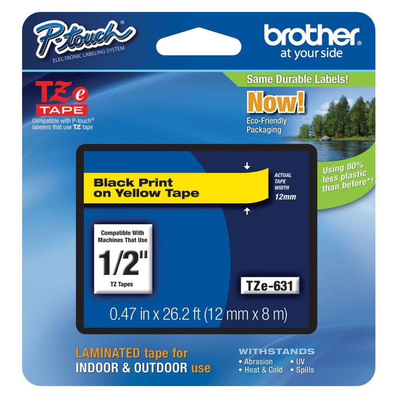 CINTA BROTHER TZE631 P/ ROTULADORA PT NEGRO -AMARILLO 12MM