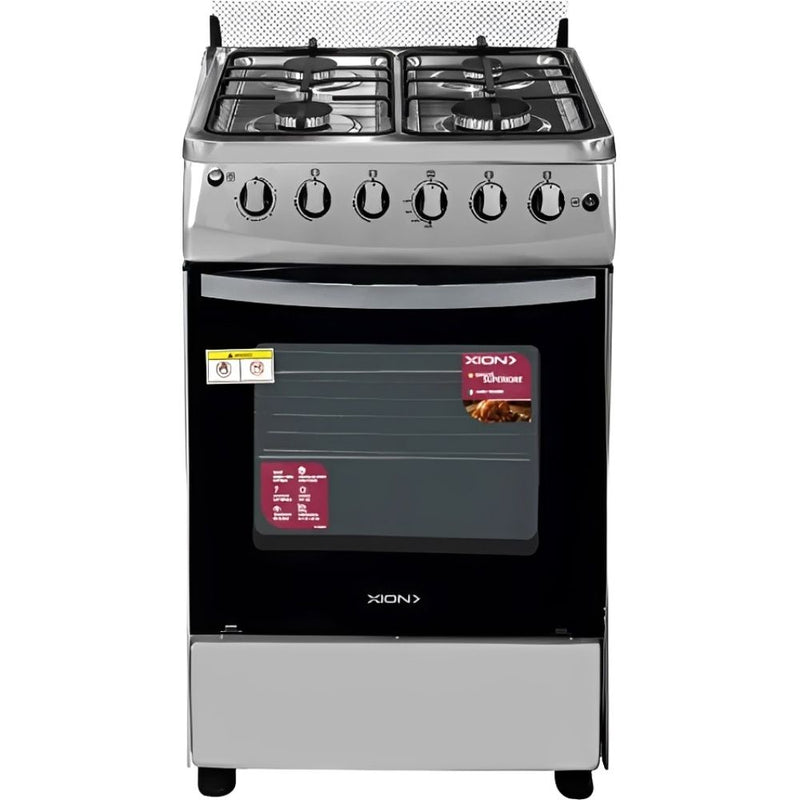 COCINA A GAS XION XI-CO50CX 50X50/4HORNALLAS/INOX/ENC-ELEC/HORNO CON LUZ/GRAY