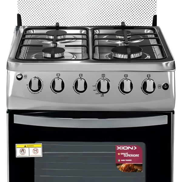 COCINA A GAS XION XI-CO50CX 50X50/4HORNALLAS/INOX/ENC-ELEC/HORNO CON LUZ/GRAY