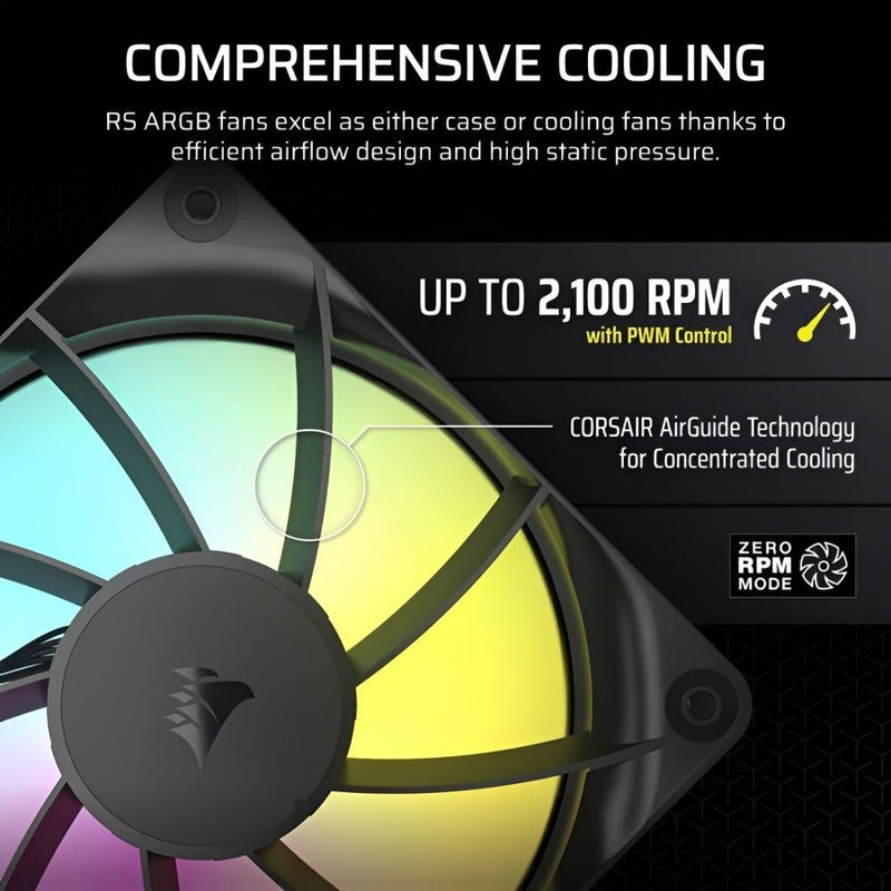 COOLER FAN CORSAIR RS120 ARGB 120MM PWM BLACK TRIPLE PACK CO-9050181-WW