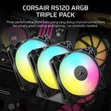 COOLER FAN CORSAIR RS120 ARGB 120MM PWM BLACK TRIPLE PACK CO-9050181-WW