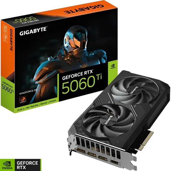 PLACA DE VIDEO GIGABYTE RTX5060 TI WINDFORCE OC 8GB/GDDR7/2572MHZ/2FAN GV-N506TWF2-8GD 3GTA.BR-PY