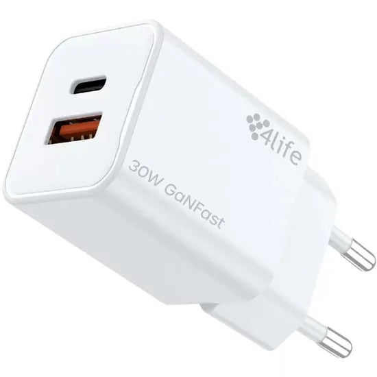 CARGADOR PARED 4LIFE 30W USB-C/USB-A WHITE FL8230ACGW