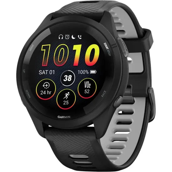 RELOJ GARMIN FORERUNNER 265 46MM BLACK - BLACK/POWDER GRAY BAND 010-02810-10