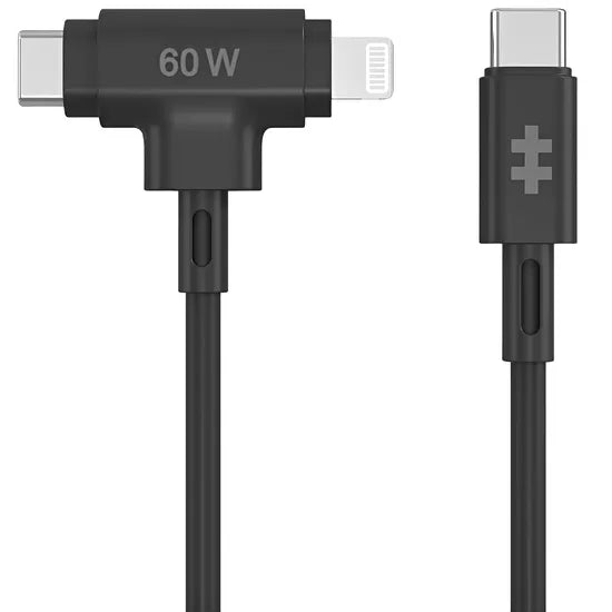 CABLE HYPERJUICE 60W USB-C AND LIGHTNING SILICONE CABLE 1.5M/5FT BLACK (HJ4010BKGL) Product