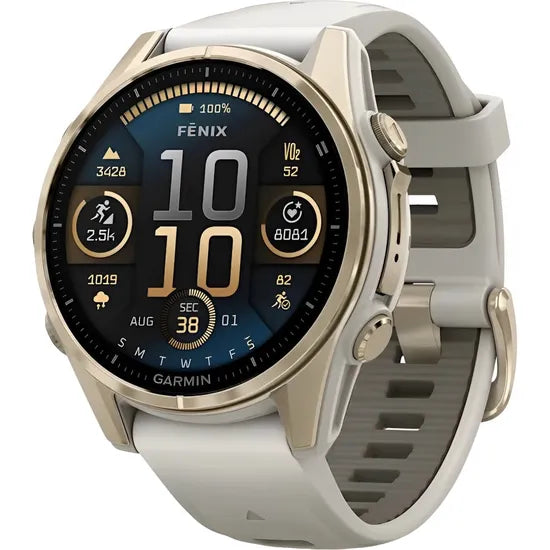 RELOJ GARMIN FENIX 8 SAPPHIRE AMOLED 43MM SOFT GOLD - BEIGE BAND 010-02903-10