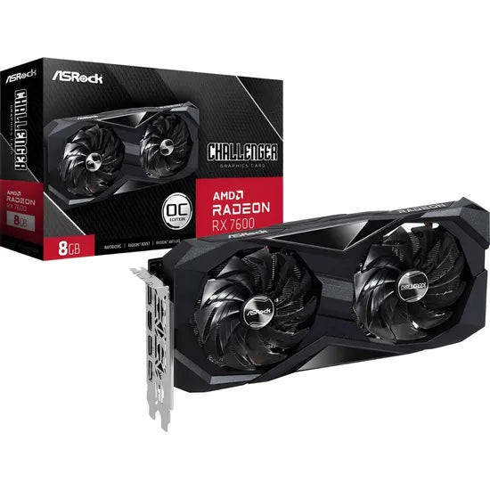 PLACA DE VIDEO ASROCK RX7600 CHALLENGER OC 8GB/GDDR6/2695MHZ/2FAN