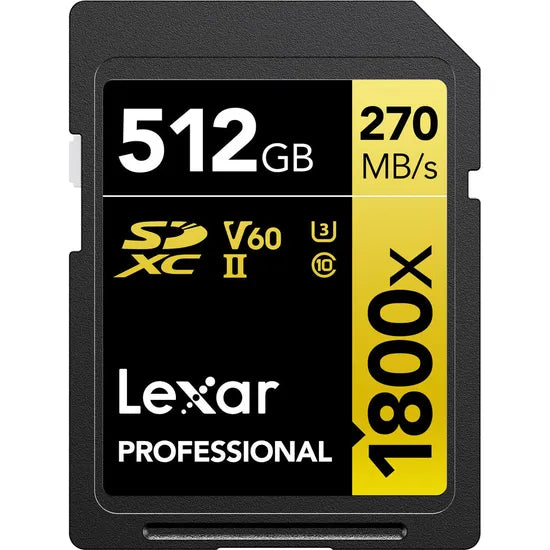 MEMORIA RAM SD 512GB LEXAR PROFESSIONAL GOLD 1800X 280-205MB/S C10 (LSD1800512G-BNNNG) Product