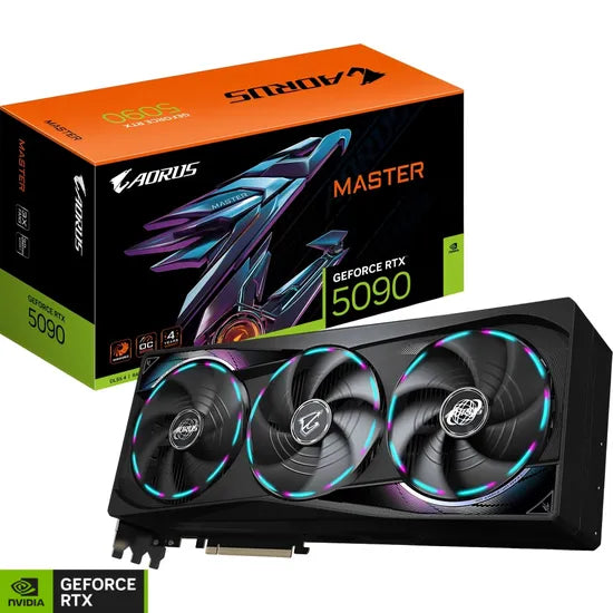 PLACA DE VIDEO GIGABYTE RTX5090 AORUS MASTER 32GB/GDDR7/2655MHZ/3FAN GV-N5090AORUS M-32GD 3GTA.BR-PY