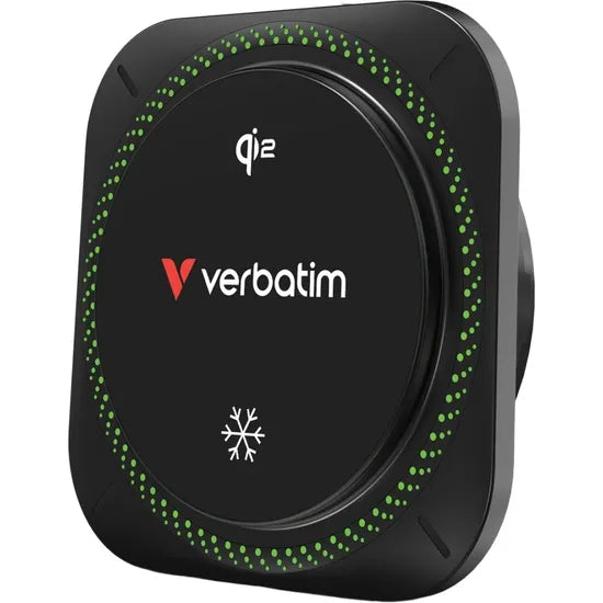 CARGADOR WIRELESS MAGNETICO P/AUTO VERBATIM QI2 ICE COOLING RGB/15W/360°/BLACK 31860