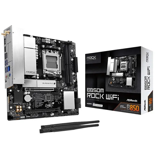 PLACA MADRE ASROCK AM5 B850M ROCK WIFI HDMI/DP/USB3.2/M.2/DDR5/MATX