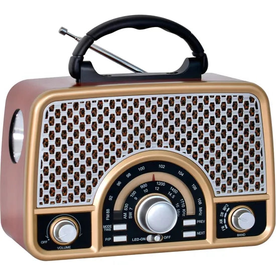 RADIO PORTATIL MEGA STAR RX2154BTG AM/FM/USB/BT/TFCARD/LINTERNA BROWN GOLD Product