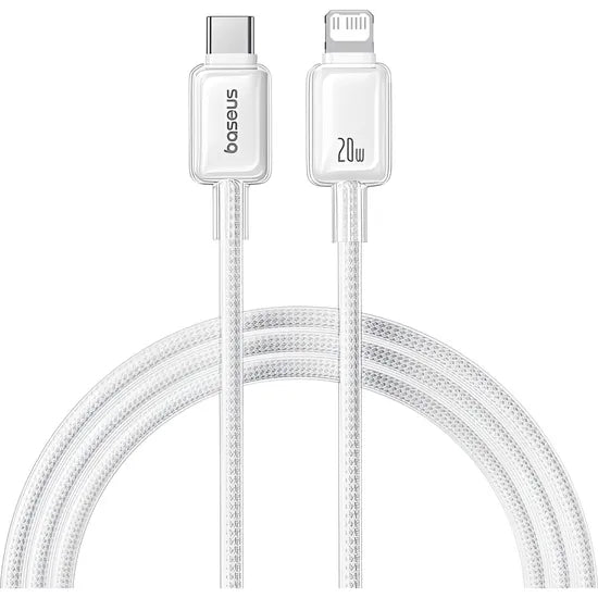 CABLE BASEUS CRYSTAL FAST CHARGING DATA P10383101211-00 USB-C/LIGHTNING 20W 1M MOON WHITE Product