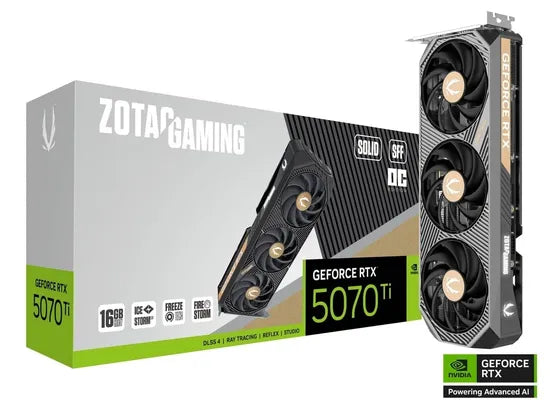 PLACA DE VIDEO ZOTAC RTX5070 TI SOLID SFF OC 16GB/GDDR7/2482MHZ/3FAN ZT-B50710J3-10P