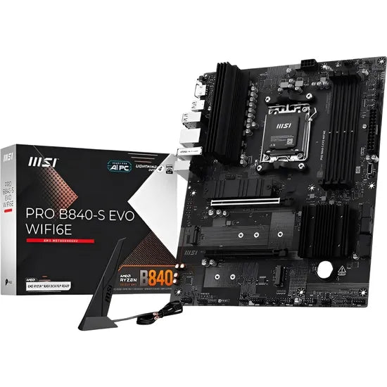 PLACA MADRE MSI AM5 PRO B840-S EVO WIFI6E HDMI/USB3.2/3M.2/DDR5/ATX