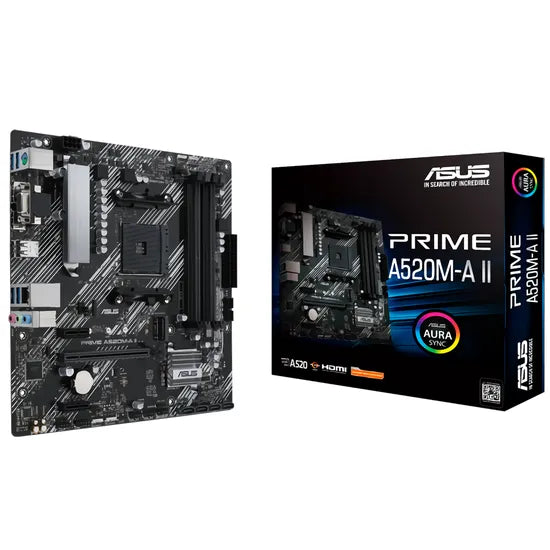 PLACA MADRE ASUS AM4 A520M-A PRIME II V/S/R/HDMI/VGA/DP/M.2/DDR4/LAN/USB3.2/MATX