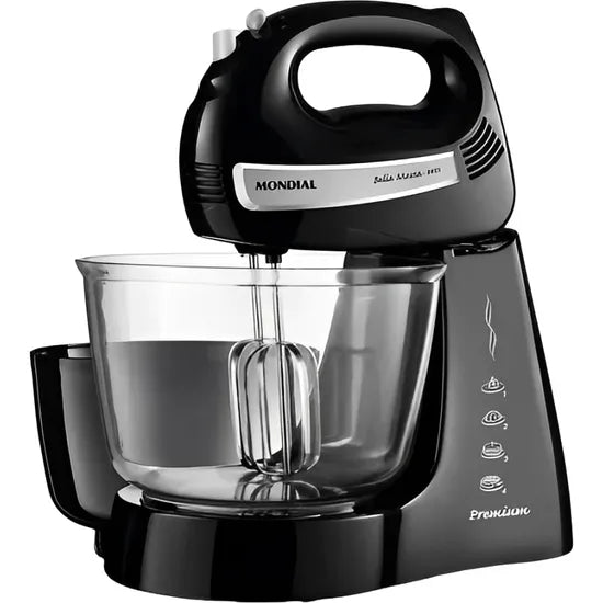 BATIDORA PRATICA MONDIAL BELLA MASSA B-23-NP 4L/500W/4VEL/BLACK 220V Product
