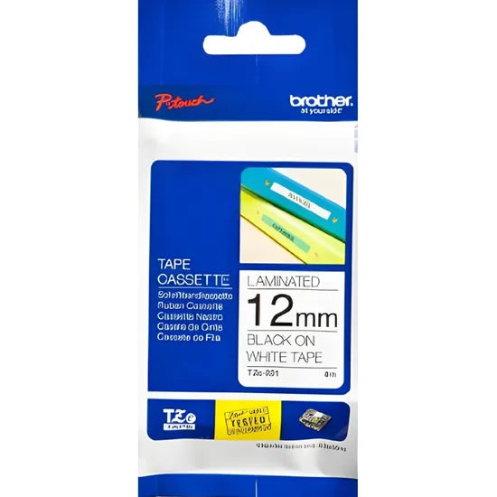 CINTA P/ ROTULADORA BROTHER P-TOUCH TZE-231 12MM/8M NEGRO EN BLANCO Product