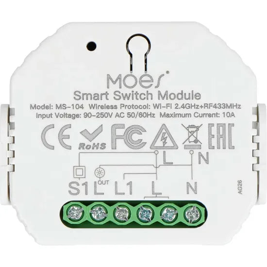 INTERRUPTOR SMART MOES MS-104 1GANG/WIFI+RF/ALEXA/GOOGLE