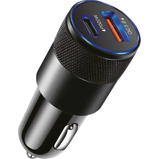 CARGADOR RAPIDO P/AUTO KOLKE KCR-4741 20W/USB+USB-C BLACK