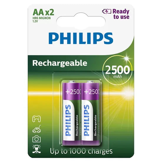 PILA RECARGABLE PHILIPS AA R6B2RTU25/97 PACK-2 (2500MAH) Product