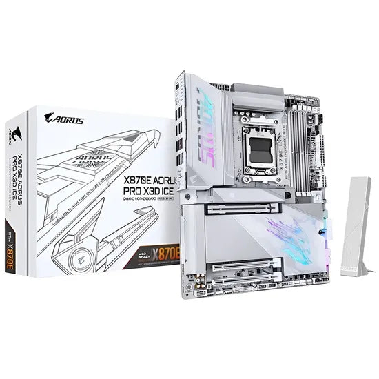 PLACA MADRE GIGABYTE AM5 X870E AORUS PRO X3D ICE HDMI/USB3.2/4M.2/DDR5/ATX