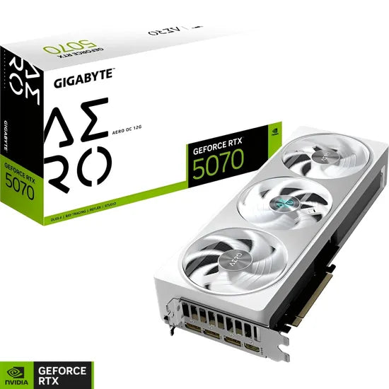 PLACA DE VIDEO GIGABYTE RTX5070 AERO OC WHITE 12GB/GDDR7/2588MHZ/3FAN GV-N5070AERO OC-12GD 3GTA.BR-P