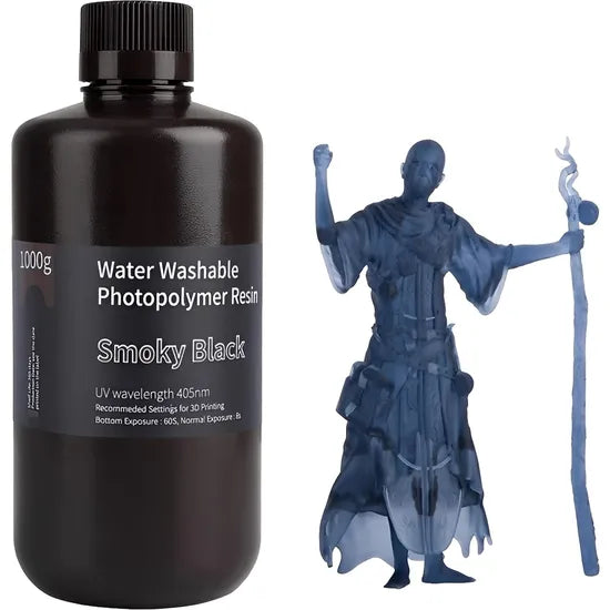 RESINA P/IMPRESORA 3D ELEGOO WATER-WASHABLE SMOKY BLACK 1.0/1KG Product