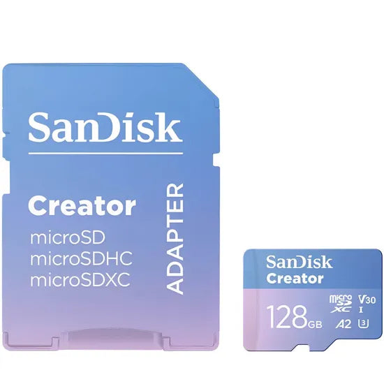 MICRO SD 128GB SANDISK CREATOR 190-90MB/S UHS-I U3 V30 4K (SDSQXAA-128G-GN6MS) Product