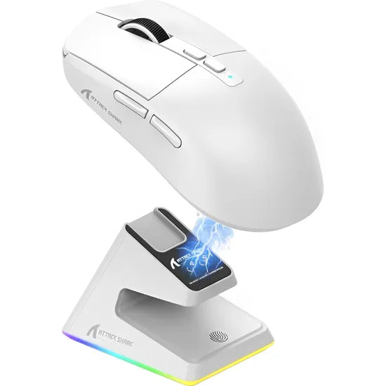 MOUSE WIRELESS ATTACK SHARK X6 1K 49G/PAW3395/ERGO/26000DPI/WHITE C/BASE DE CARGA RGB Product